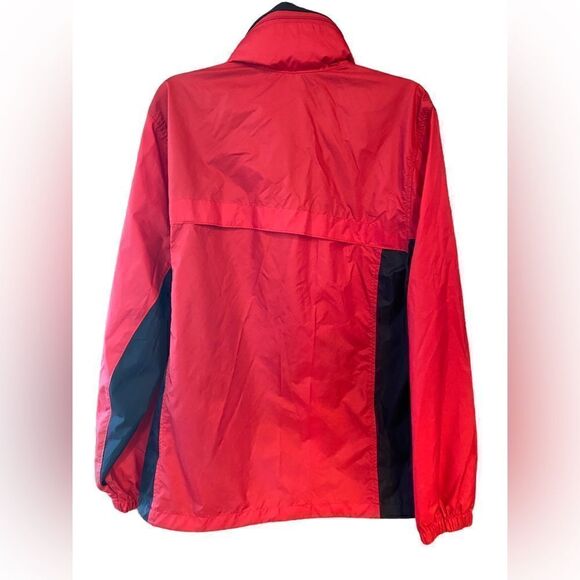 Columbia Sz M Red Black Nylon Outdoor Camping Hoodie Windbreaker Raincoat - Picture 2 of 9